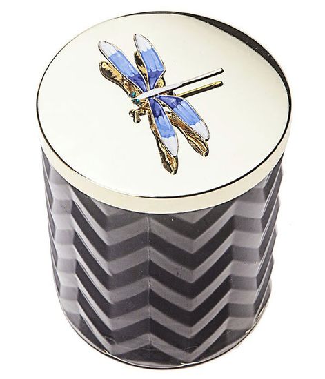 Большая тёмно-синяя свеча "ёлочка" с золотой стрекозой и платком, Cote Noire