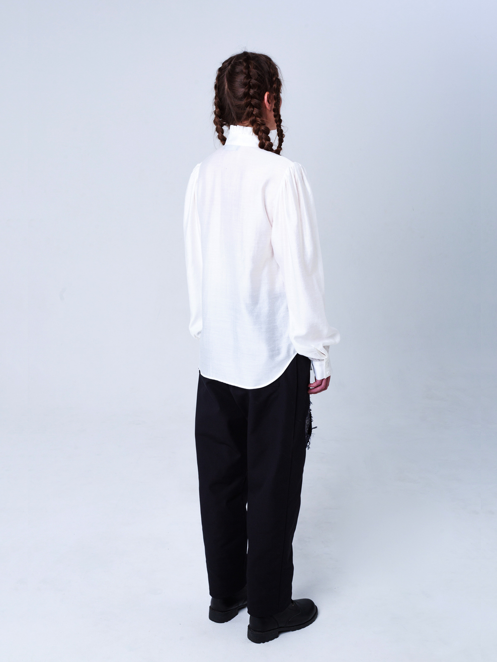 Блуза женская из тенсела и шелка "Крестьянская". Сливочный