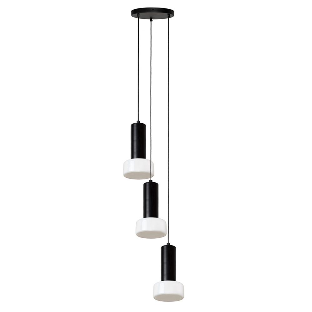Светильник подвесной каскадный Fungus, Ø15х25 см, 3 плафона, белый/черный