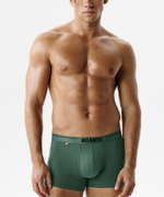 Мужские трусы шорты Atlantic, набор из 3 шт., хлопок, светлый деним + индиго + тёмно зеленые, 3MH-011