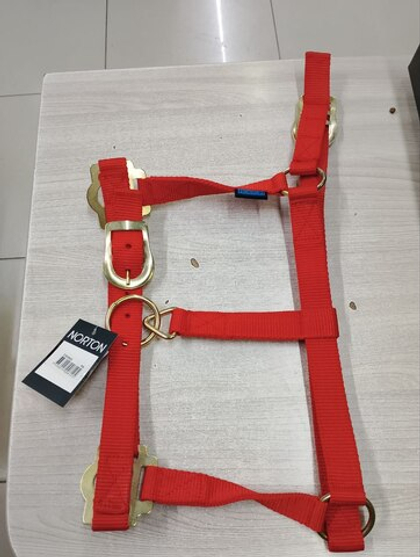 EKKIA NORTON Недоуздок двойной нейлоновый без карабина, красный, PONY