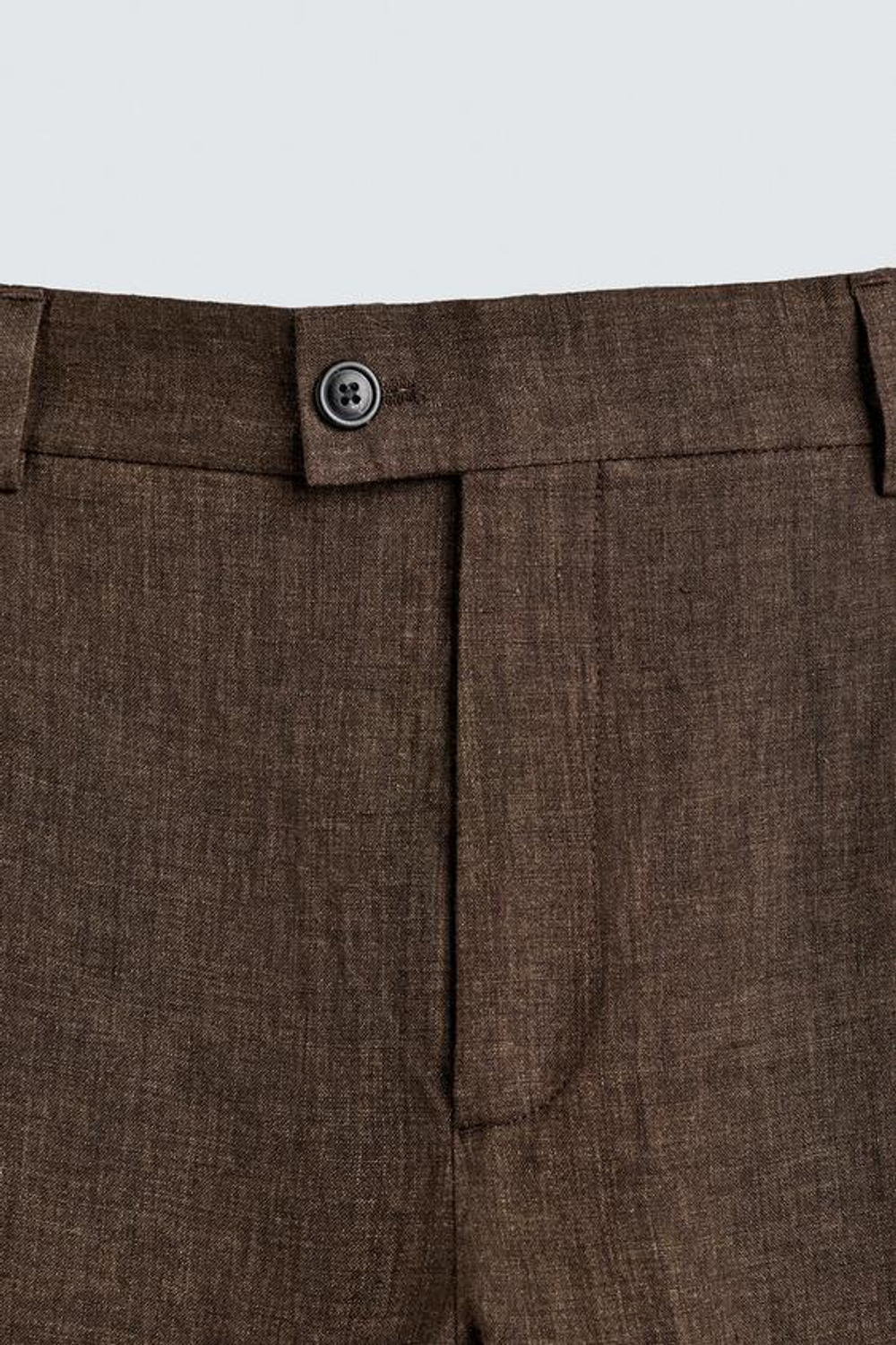 ZARA БРЮКИ КЛАССИЧЕСКОГО КРОЯ ИЗ 100% ЛЬНА, ТЕМНО-КОРИЧНЕВЫЙ