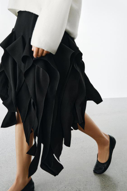 ZARA ЮБКА АСИММЕТРИЧНОГО КРОЯ — ZW COLLECTION, ЧЕРНЫЙ