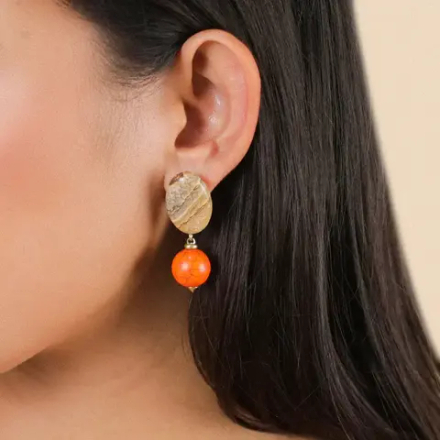 Серьги Nature Bijoux, Tivoli, с яшмой и говлитом, NB25.2-12-90220 (оранжевый)