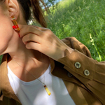 Серьги "Брусочки", серебро 925, натуральный янтарь