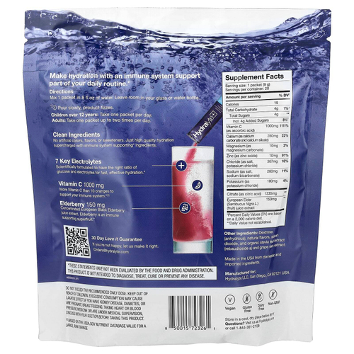 Hydralyte, Hydralyte Plus +, порошок с шипучим электролитом, ягодный вкус, 20 пакетиков по 9 г (0,31 унции)