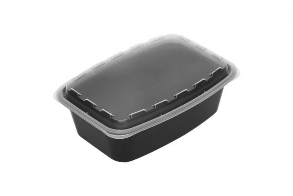 Контейнер 1500 мл, черный с крышкой 50шт уп/150шт коробка