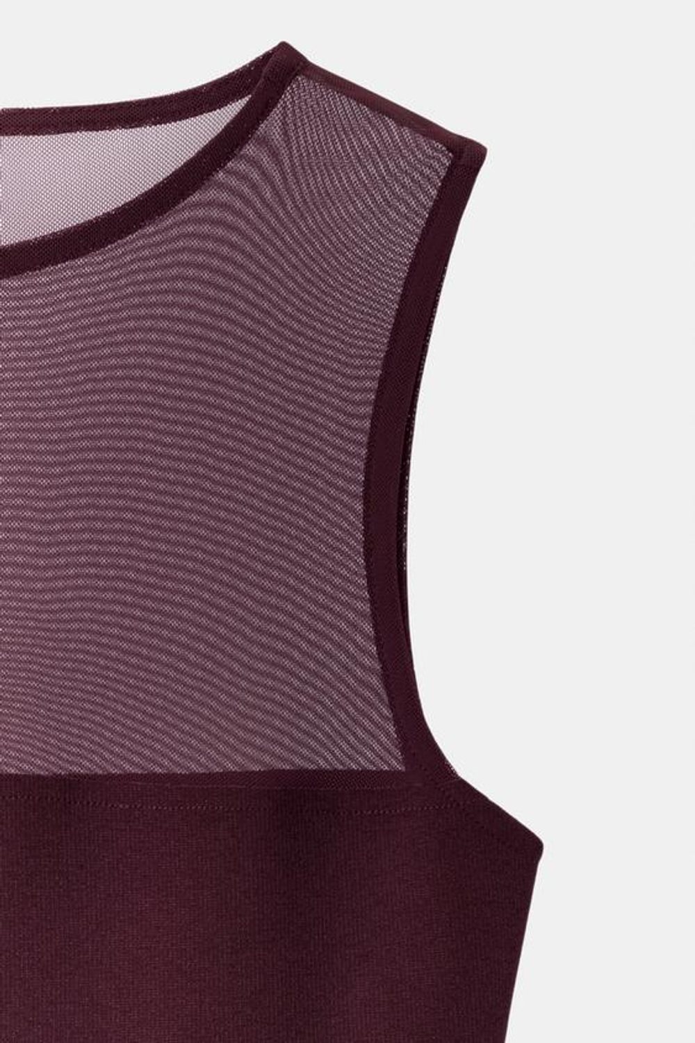 ZARA БОДИ ИЗ КОМБИНИРОВАННОЙ ТКАНИ, ТЕМНО-БОРДОВЫЙ