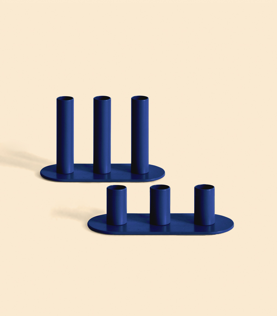 Подсвечник – Огонь тройной, Синий, 5 см | Delo