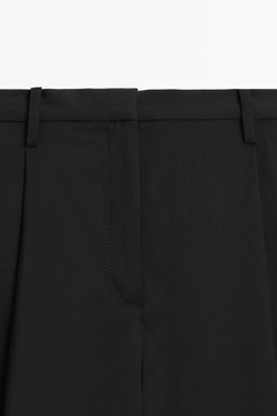 Massimo Dutti Драпированные укороченные широкие брюки, черный