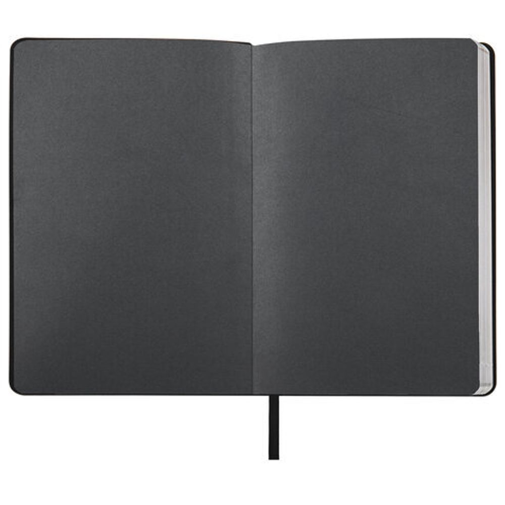 Ежедневник недатированный А5 138х213 мм BRAUBERG "Metallic", под кожу, 136 л., гибкий, черный, 113374