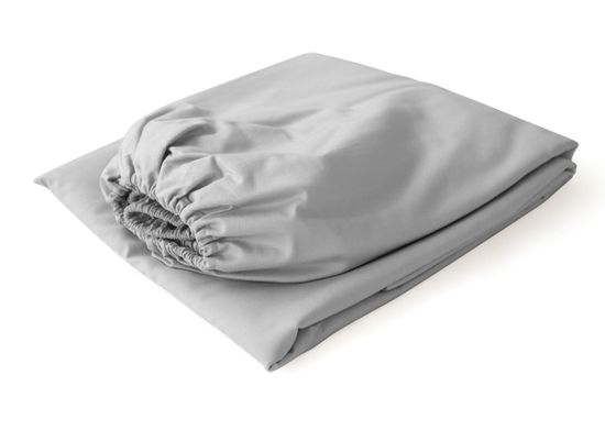 Простынь на резинке для кровати 180*200 см (серый, сатин)