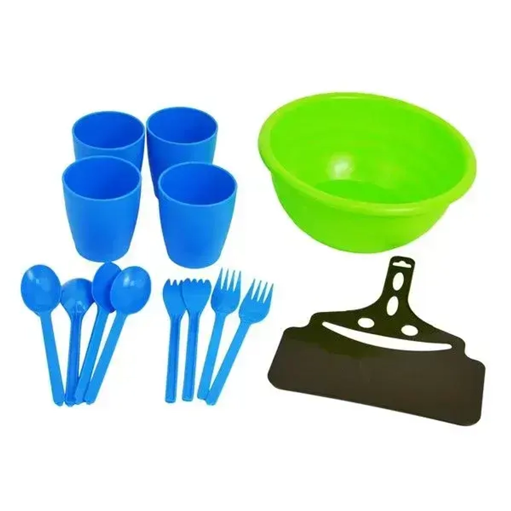 Набор для пикника 14пр:миска2,1лСтакан250мл 4шт, ложка 4шт,вилка4шт.веер для мангала