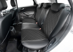 Авточехлы Rival Ромб (зад. спинка 40/60) для сидений Ford Focus III седан, хэтчбек, универсал (Ambiente и Trend) 2011-2019, эко-кожа, черные, SC.1801.2
