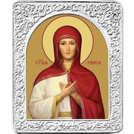 Святая Раиса (Ираида). Маленькая икона в серебряной раме. 4,5 х 5,5 см.