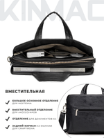 Сумка для ноутбука 13,3" и 14" с ремнем на плечо и 3 отделениями (Черная экокожа)