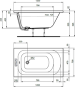 Акриловая ванна Ideal Standard 120х70 W004001 SIMPLICITY