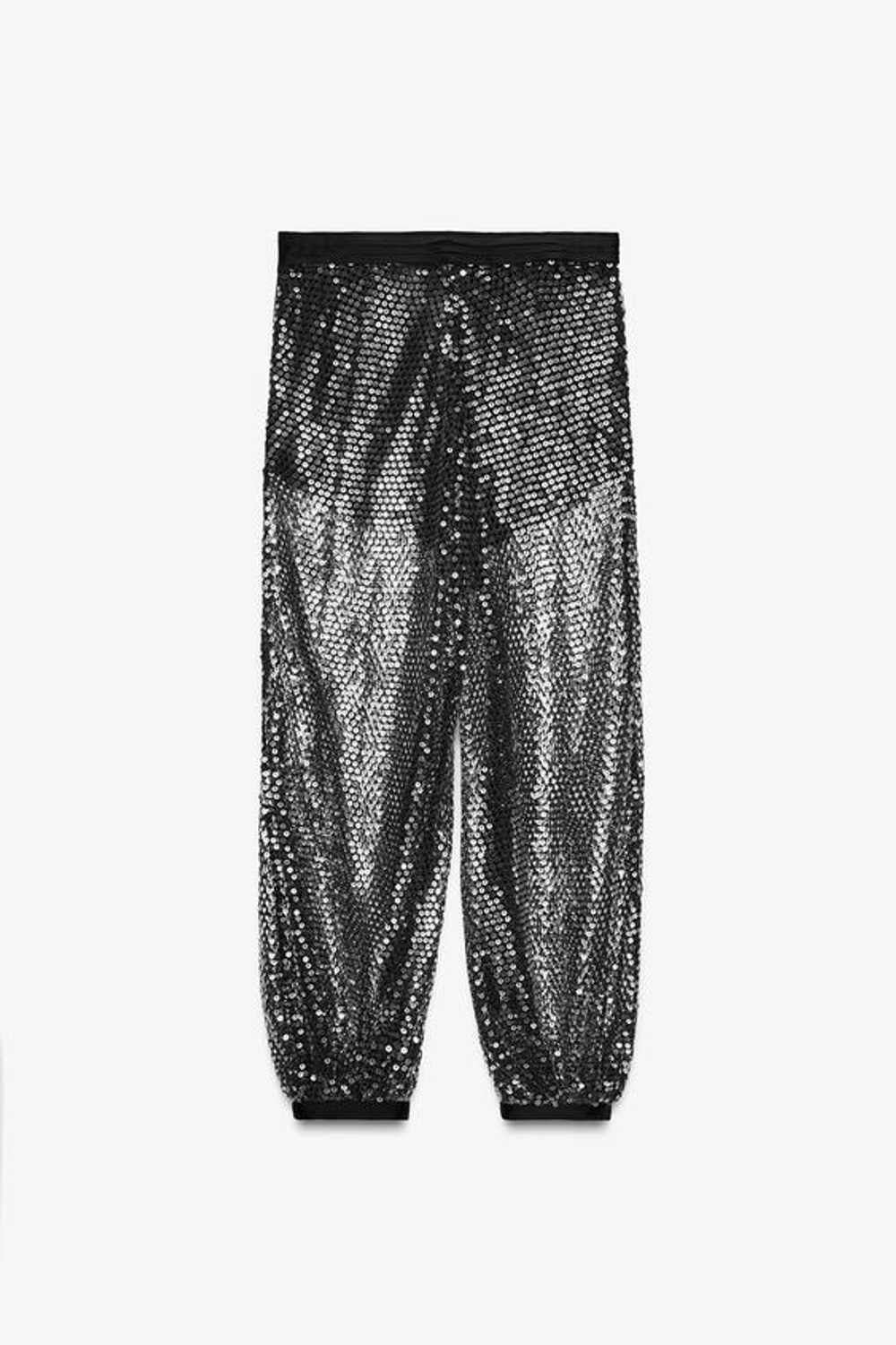 ZARA БРЮКИ-ШАРОВАРЫ С ПАЙЕТКАМИ — ZW COLLECTION, ЧЕРНЫЙ