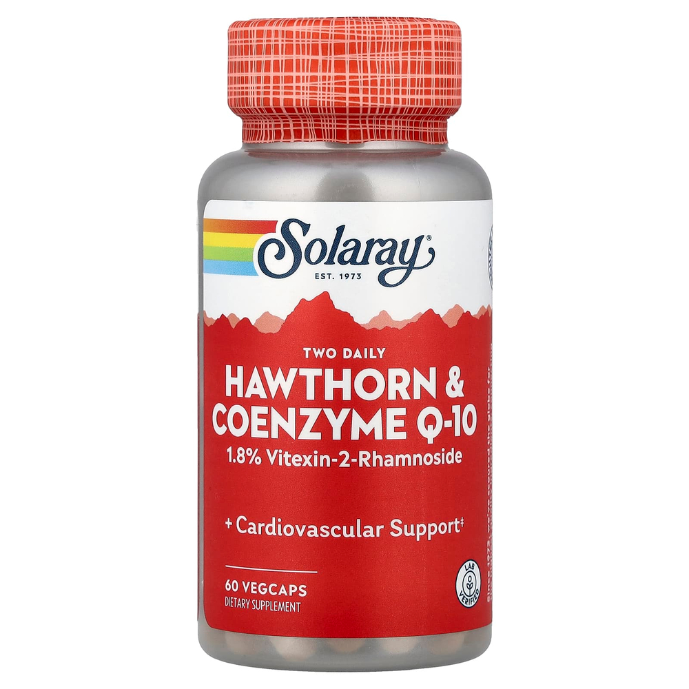 Solaray, Two Daily, боярышник и коэнзим Q10, 60 растительных капсул