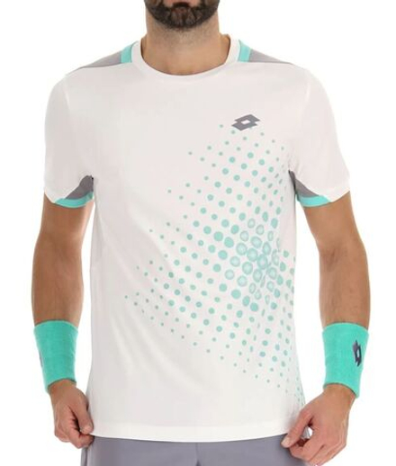 Мужская теннисная футболка Lotto Top IV Tee 1 - bright white/green 9