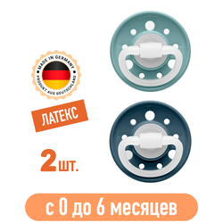 Пустышка латексная NIP "Cherry" 2 шт. для мальчиков, синий/тёмно синий, размер 1