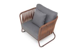"Багамы" кресло плетеное из роупа, каркас алюминий коричневый (RAL8016) муар, роуп BZ23-ED31, ткань темно-серая 027
