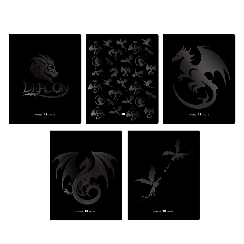 Тетрадь 48л, А5, клетка, BG Дракон, матовая ламинация, выб. лак, в ассортименте