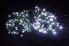 Светодиодная нить Роса 15 м., 150 холодных белых LED ламп, зеленый провод, Winner Light (w.01.4G.150-)