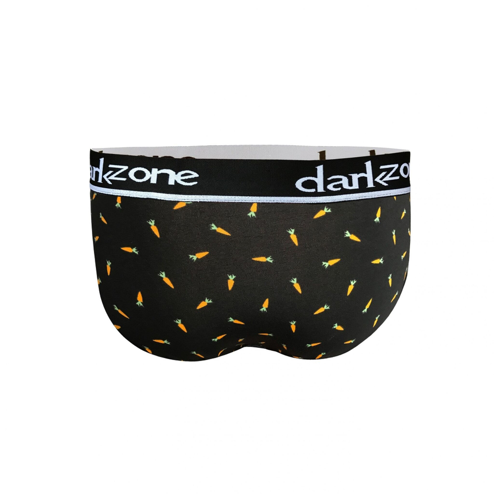 Черные мужские трусы-брифы с вырезом и принтом в виде морковок (Размер: XL) (Цвет: черный)