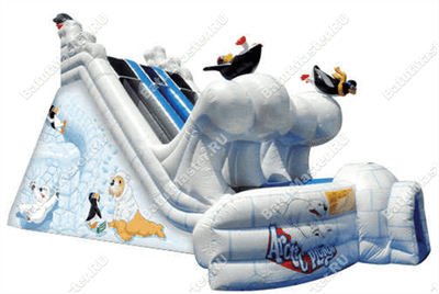 Большой надувной батут-горка "Мишка на севере"
