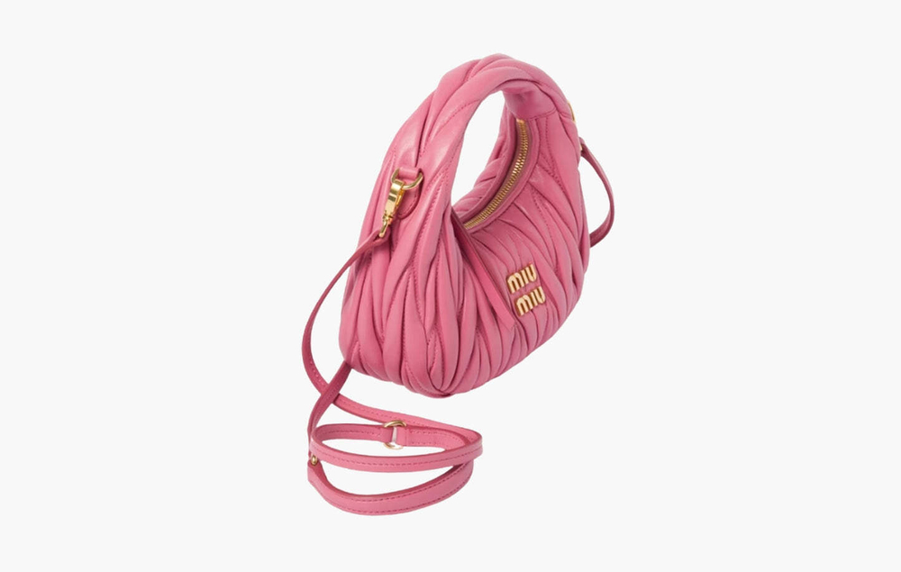 Сумка Miu Miu Wander Matelasse Nappa Leather Mini Hobo Bag "Pink"