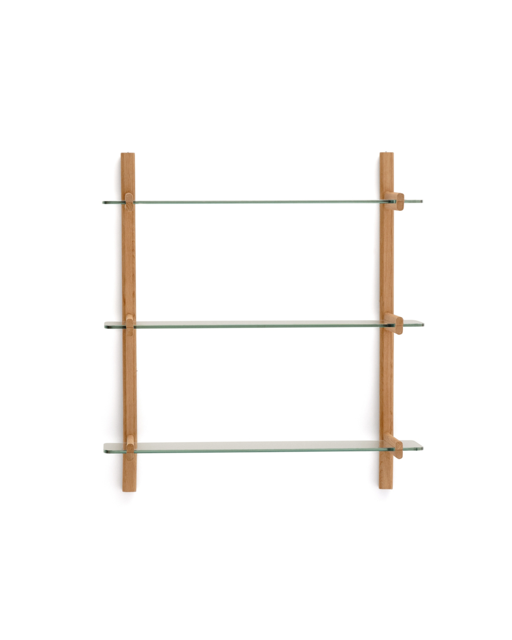 Модульный стеллаж Sitra из массива дуба с 3 стеклянными полками
