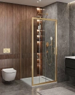 Душевой уголок Cezares Molveno 90x90 AF-31-90-C-BORO-IV стекло прозрачное/профиль золото брашированное