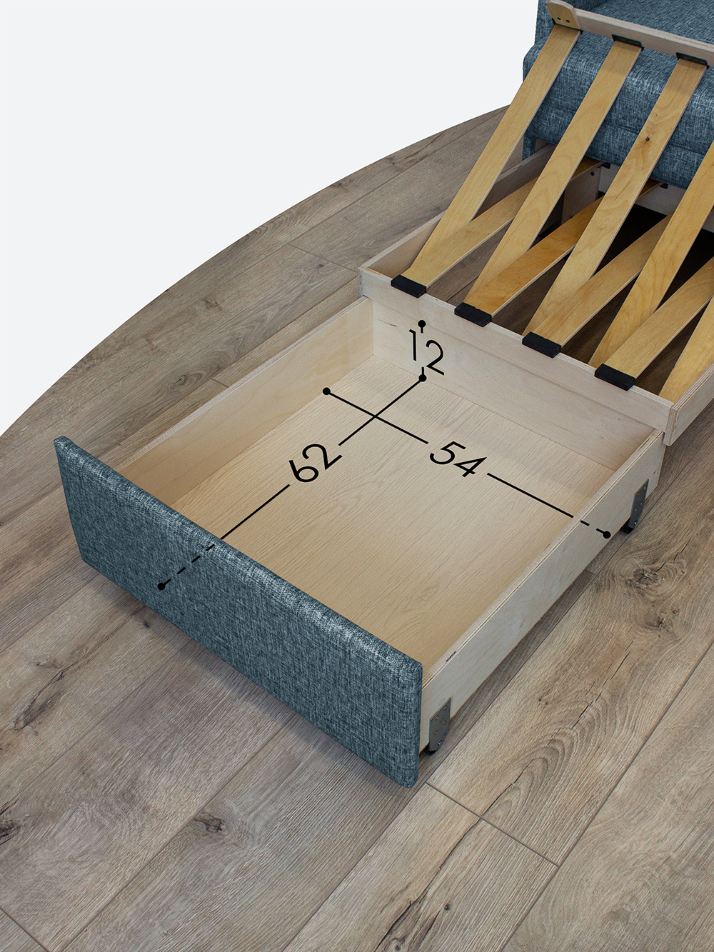 Кресло-кровать "Миник" с подлокотниками, велюр Rich Biruza