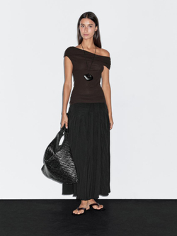 Massimo Dutti Топ с асимметричным вырезом, коричневый