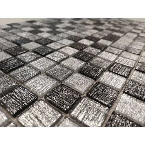 Мозаика стеклянная Black Tissue 23x23x4 (ПУ) Silk Way серебро серый