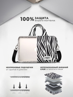 Сумка для ноутбука 13,3" и 14" с ремнем на плечо и 3 отделениями (Зебра)