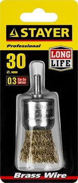 STAYER 30 мм, витая стальная латунированная проволока 0.3 мм, щетка кистевая для дрели (35113-30)