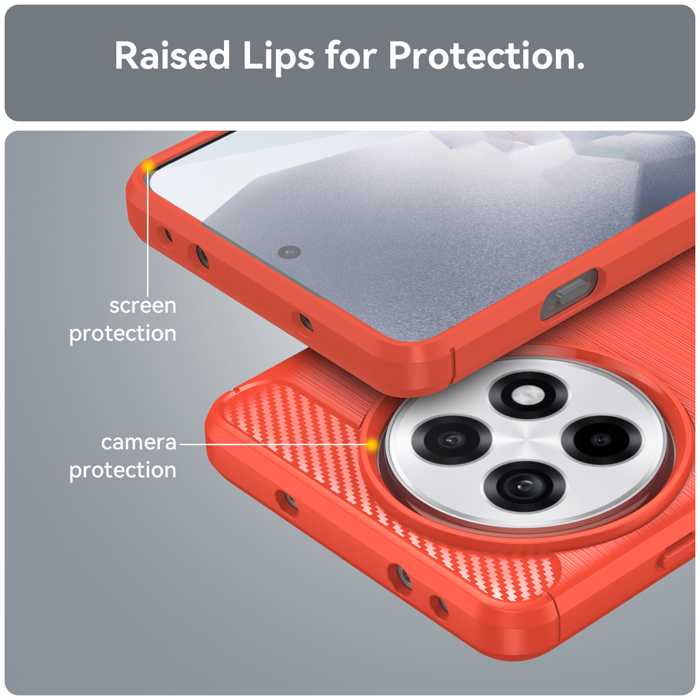 Мягкий защитный чехол красного цвета на OnePlus Ace 5, 5 Pro и 13R, серия Carbon (дизайн в стиле карбон) от Caseport