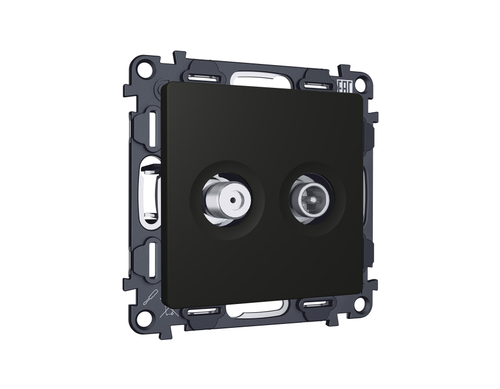 MA813310 Комплект механизма розетки TV оконечной + SAT 5-862MHz 3.5dB/950-2150MHz 3.5dB ALFA Черный матовый QUANT (AP8133, VM217)