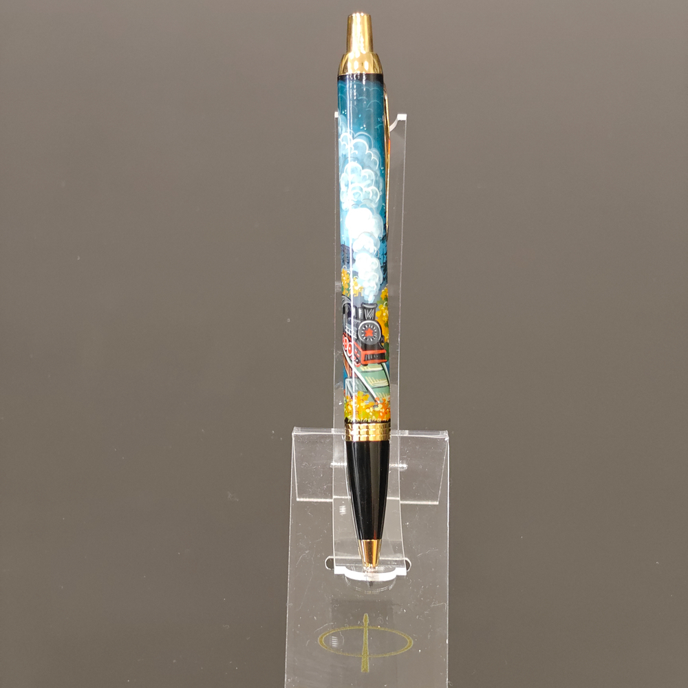 Ручка "Паровоз. Подарок железнодорожнику" с ручной росписью Палех