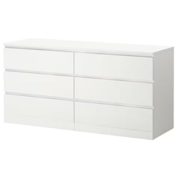 Комод 159х48х78, Марм, с 6 ящиками для вещей, одежды, игрушек, большой широкий, белый