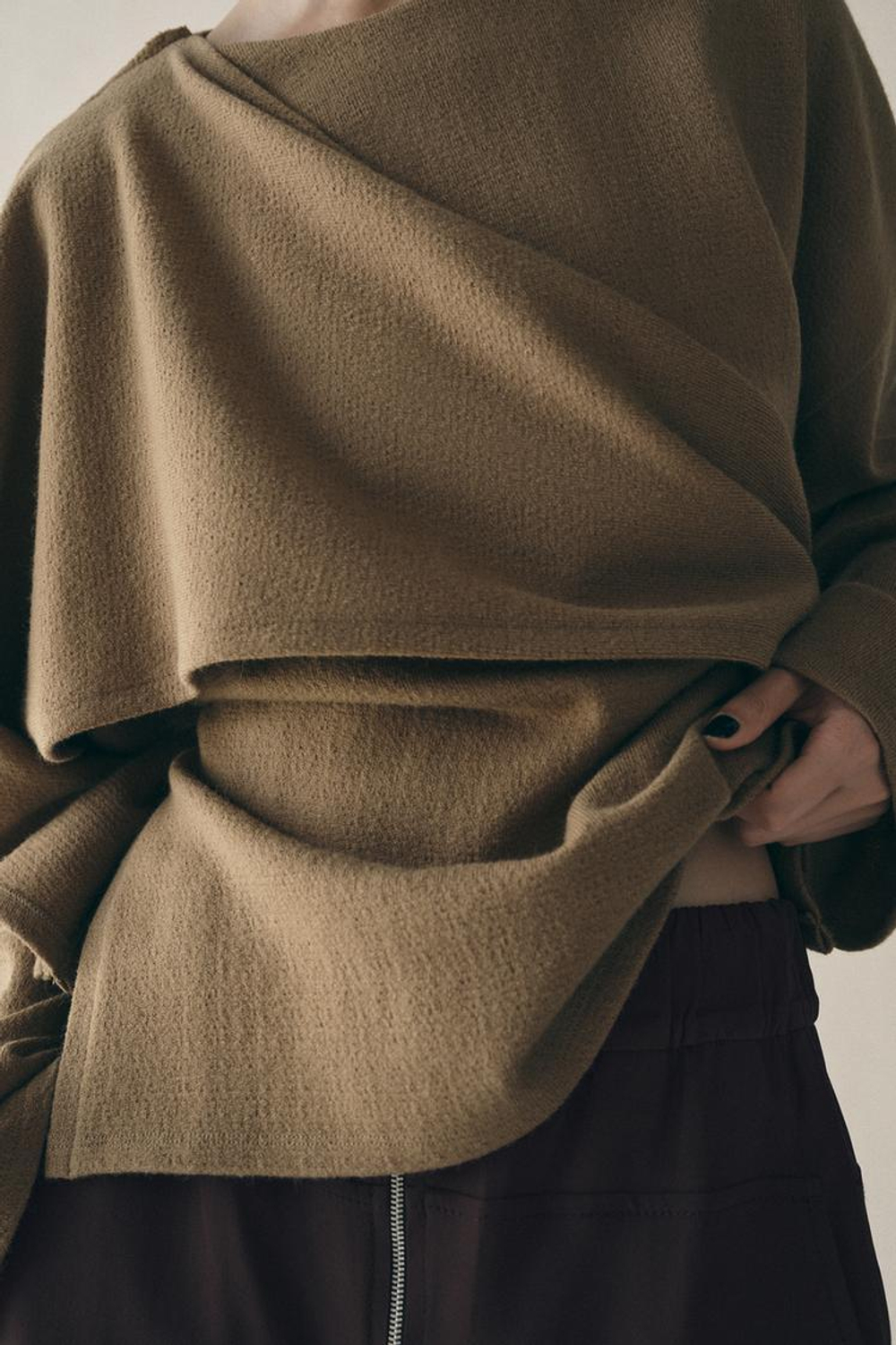 ZARA СВИТЕР С КАПЮШОНОМ И ШАРФОМ, МЯГКИЙ КАШТАНОВЫЙ