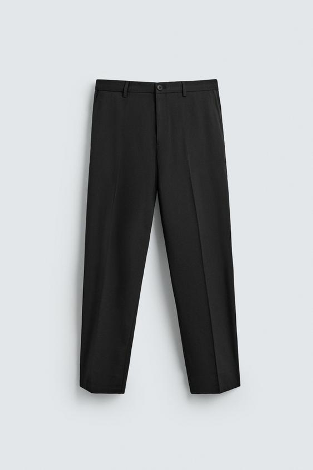 ZARA БРЮКИ REGULAR FIT ИЗ СМЕСОВОЙ ШЕРСТИ NON IRON, ЧЕРНЫЙ