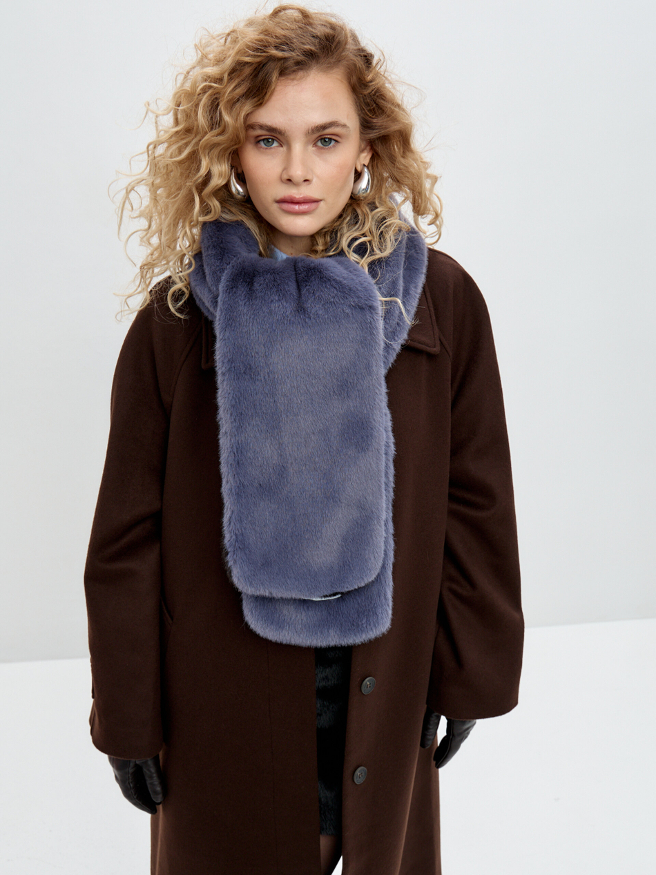 Шарф двухсторонний, черный и голубой