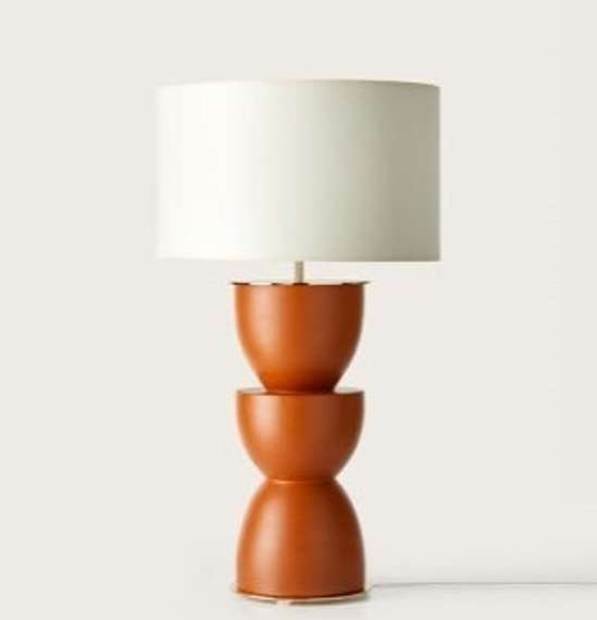 Настольная лампа Metric золотой металл, белый абажур