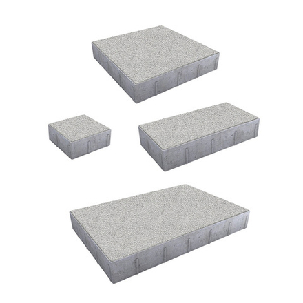 Тротуарная плитка ГРАНДО - Гранит Белый, комплект из 4 видов плит