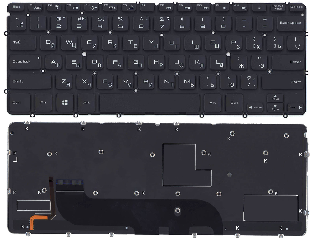 Клавиатура для ноутбука Dell XPS 12 13 черная с подсветкой