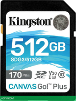 Карта памяти Kingston SD 512GB SDXC Class 10 UHS-I U3 V30 Canvas Go Plus (SDG3/512GB)