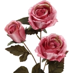 Искусственные цветы «FLOWERS GLAMOUR» 65см Розы 3 цветка розовые